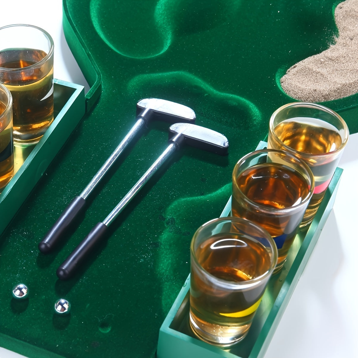 DrinkGolf - Miniature Table Golf Drinking Game Set with Shot Glasses