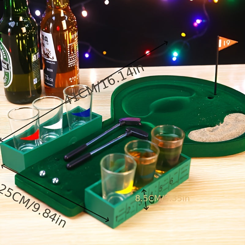 DrinkGolf - Miniature Table Golf Drinking Game Set with Shot Glasses