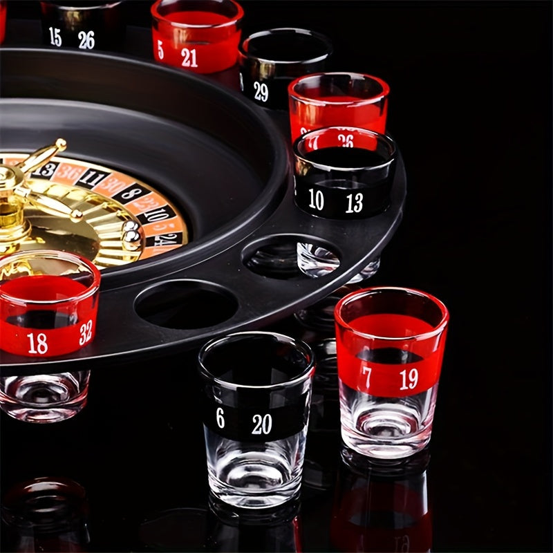DrinkRoulette - Luxury Roulette Drinking Game Set with 16 Glasses