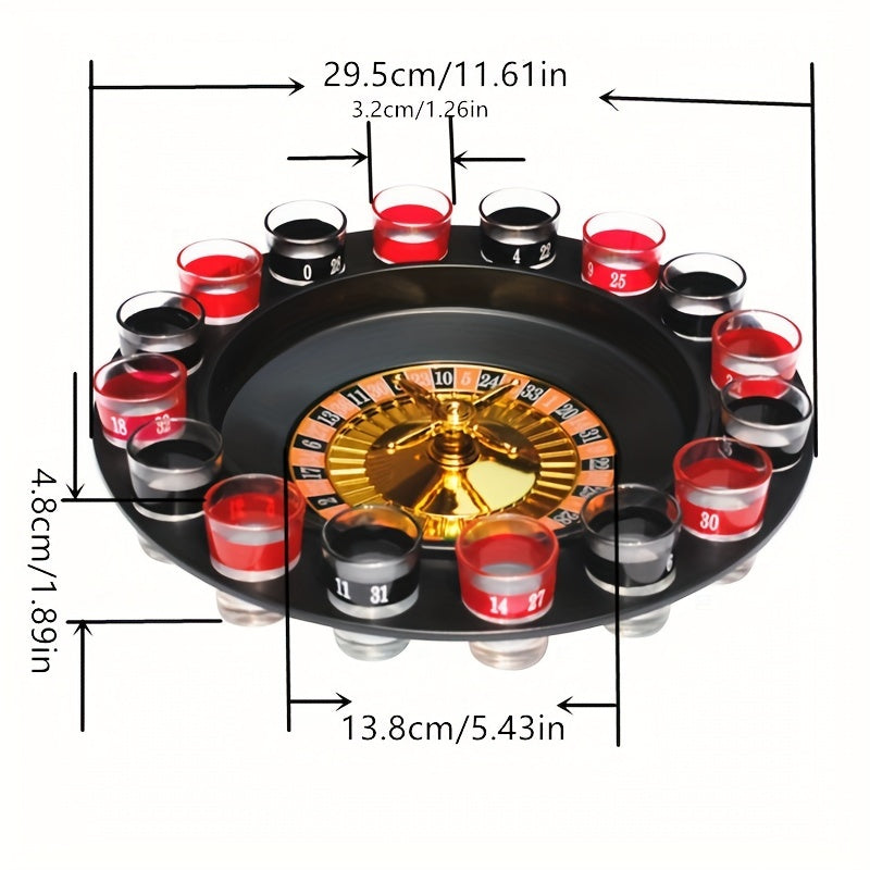 DrinkRoulette - Luxury Roulette Drinking Game Set with 16 Glasses