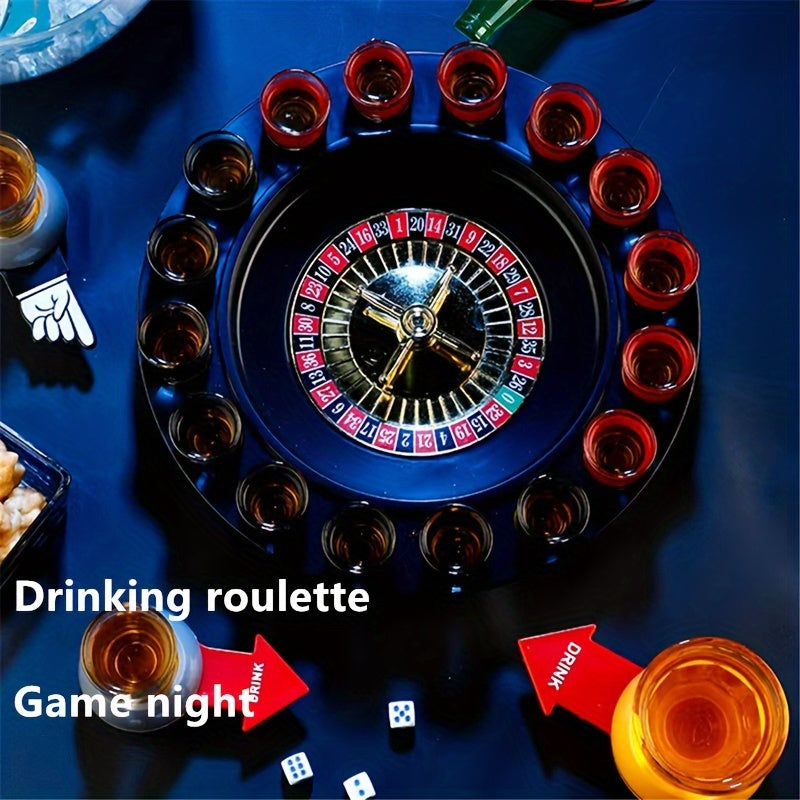 DrinkRoulette - Luxury Roulette Drinking Game Set with 16 Glasses