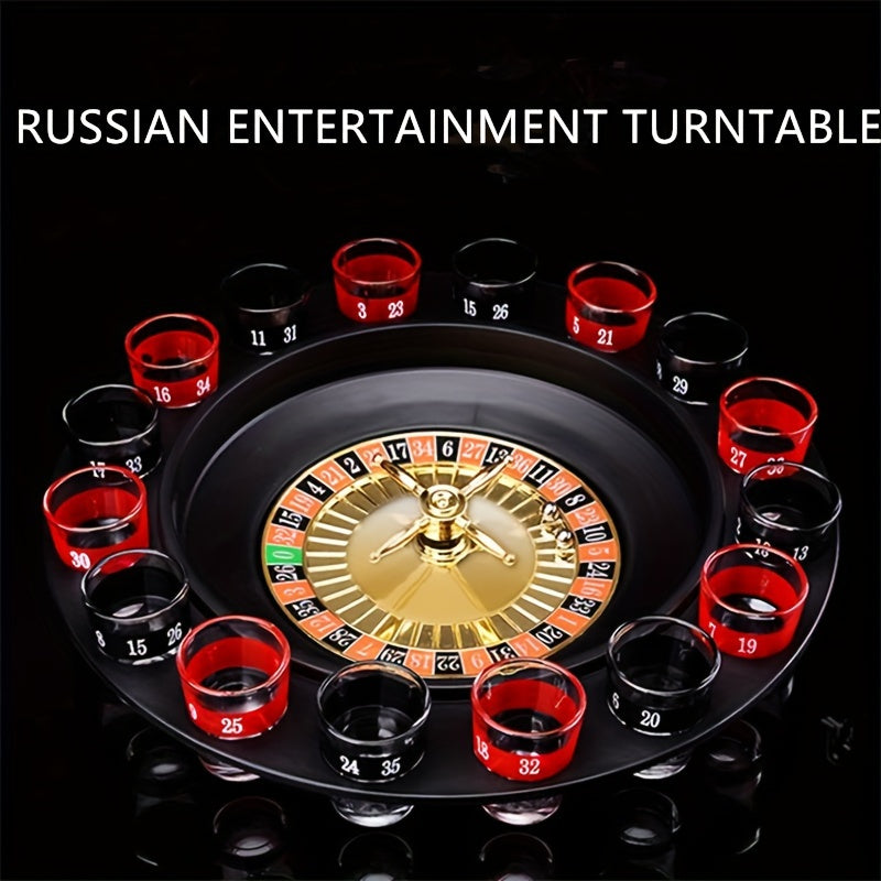 DrinkRoulette - Luxury Roulette Drinking Game Set with 16 Glasses