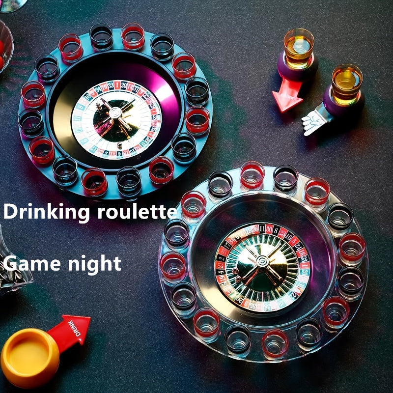 DrinkRoulette - Luxury Roulette Drinking Game Set with 16 Glasses