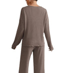 Edina – V-Neck and Knit Pattern Two-Piece Set