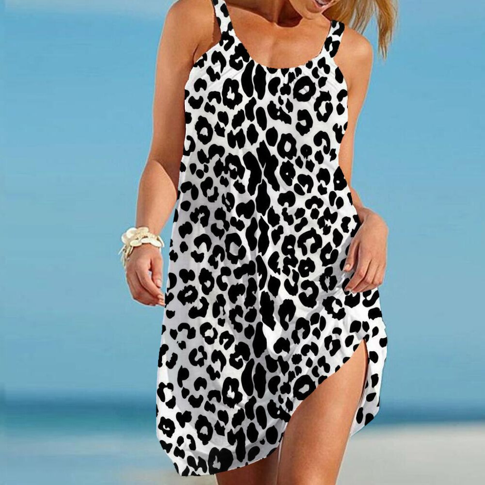 Edna - Summer Dress with Leopard Print for Women