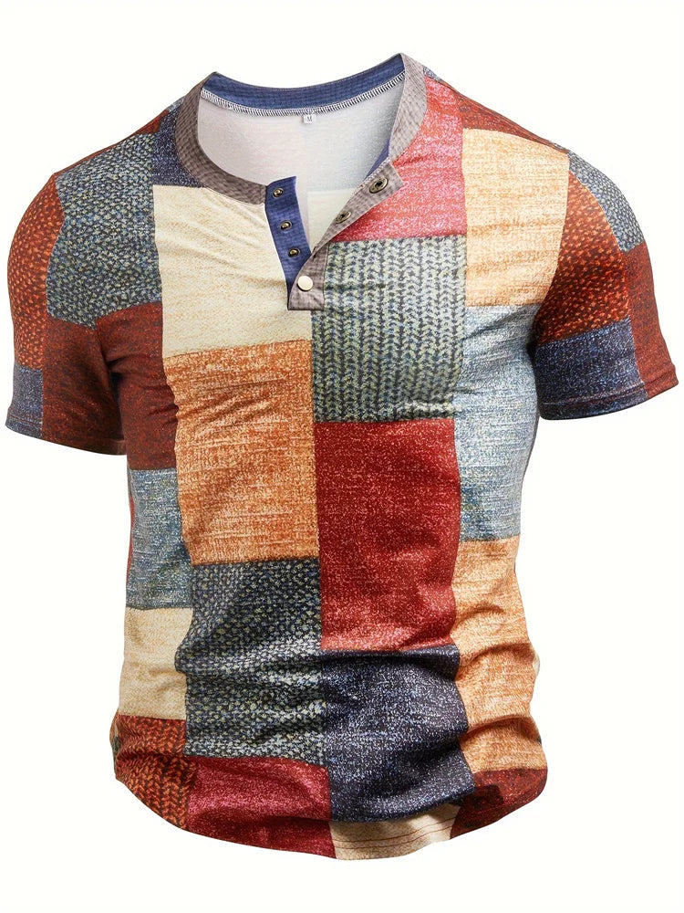 Edson - Stylish Shirt with Patchwork Print