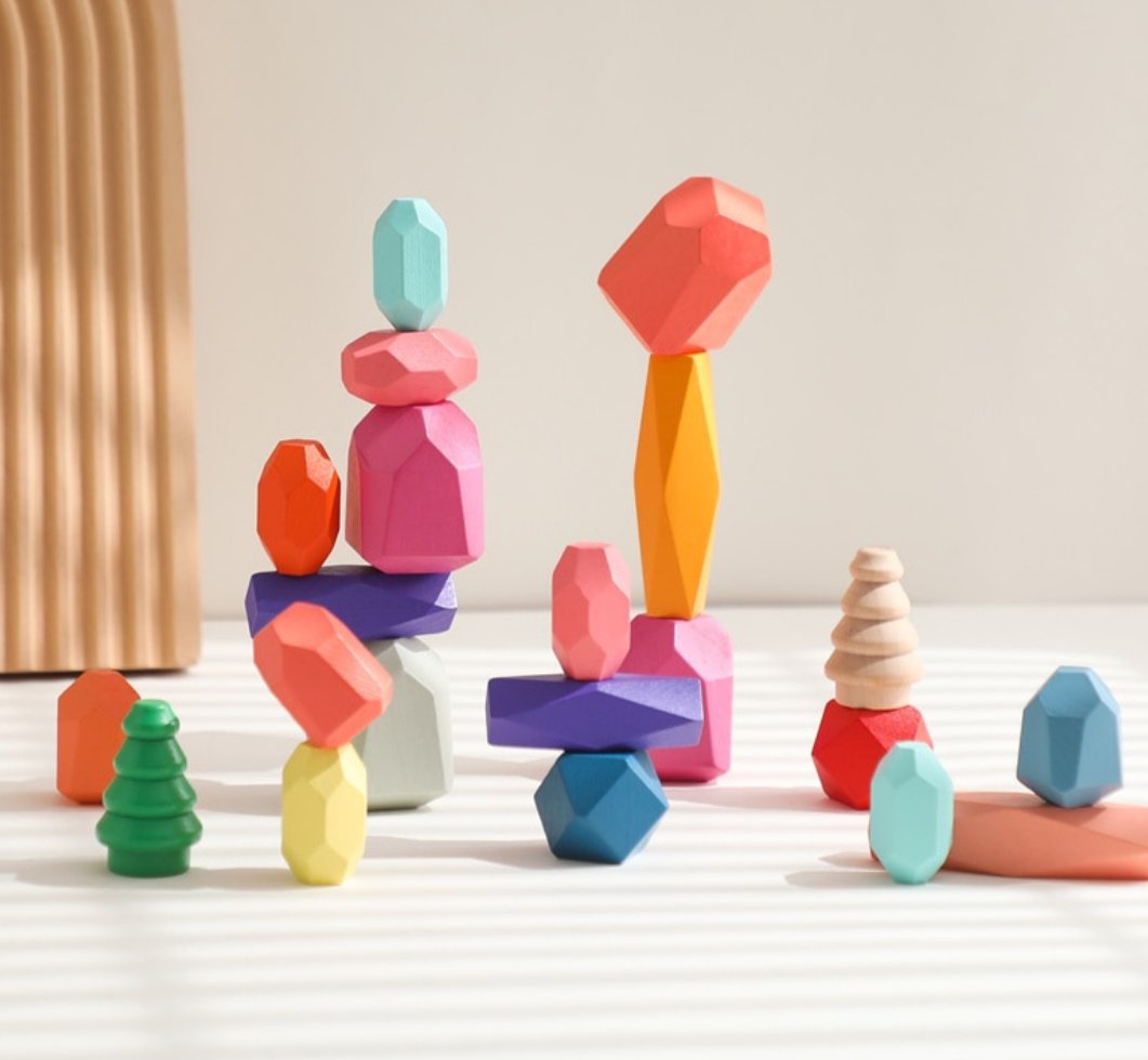 EduFun - Wooden Balancing Blocks for Children Colourful and Durable