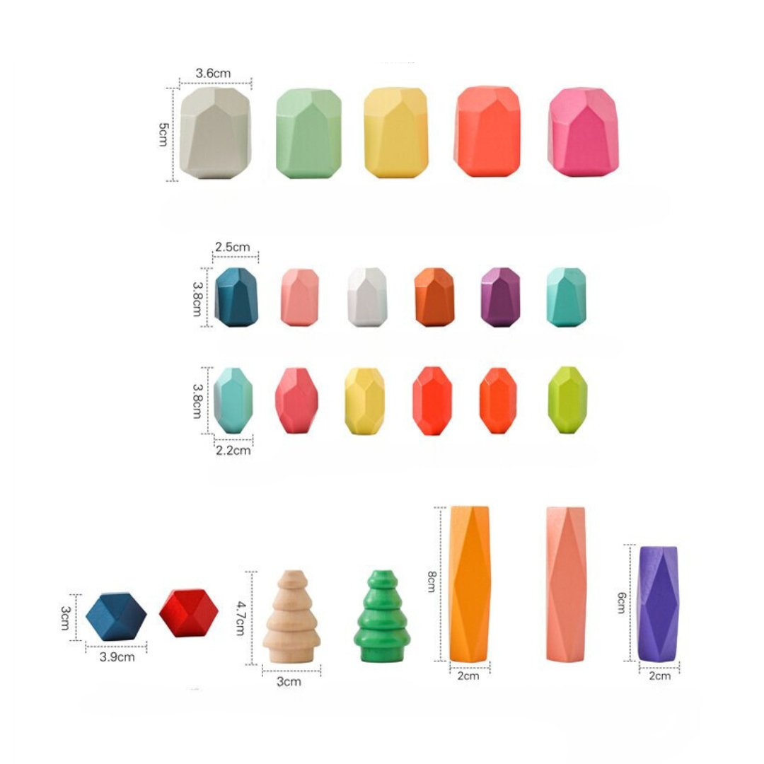 EduFun - Wooden Balancing Blocks for Children Colourful and Durable