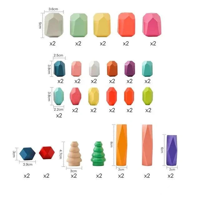 EduFun - Wooden Balancing Blocks for Children Colourful and Durable