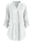 Egle – Long Ladies' Blouse with Puff Sleeves and Elegant Lace Details