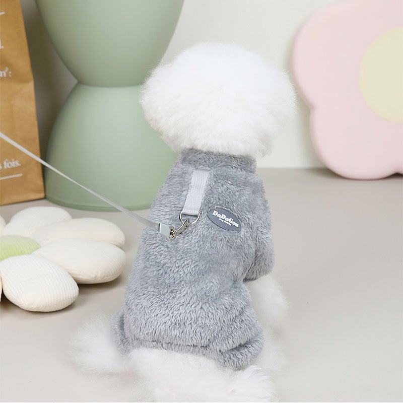 Elastic Fleece Overall for Pets with Pull Ring