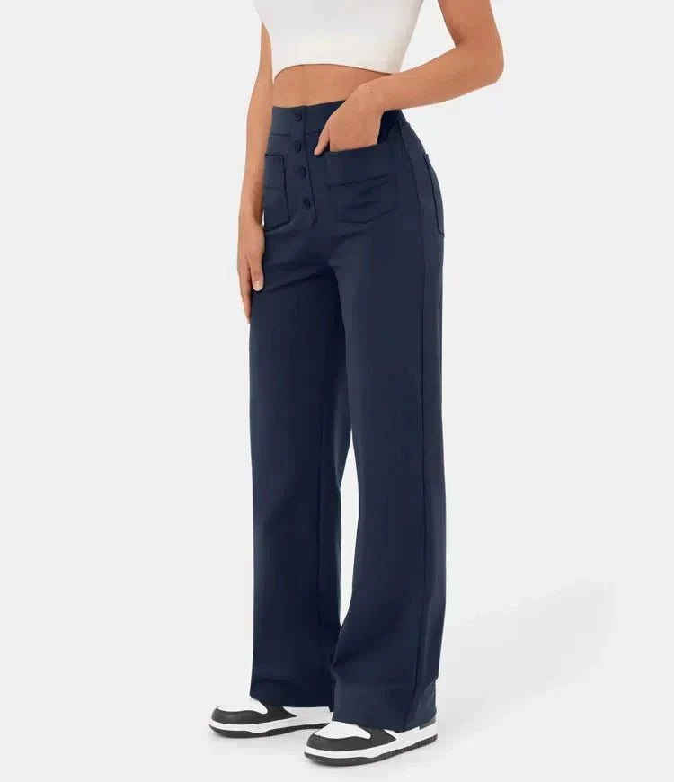 Elasticated high-waisted casual trousers for women - Phoebe