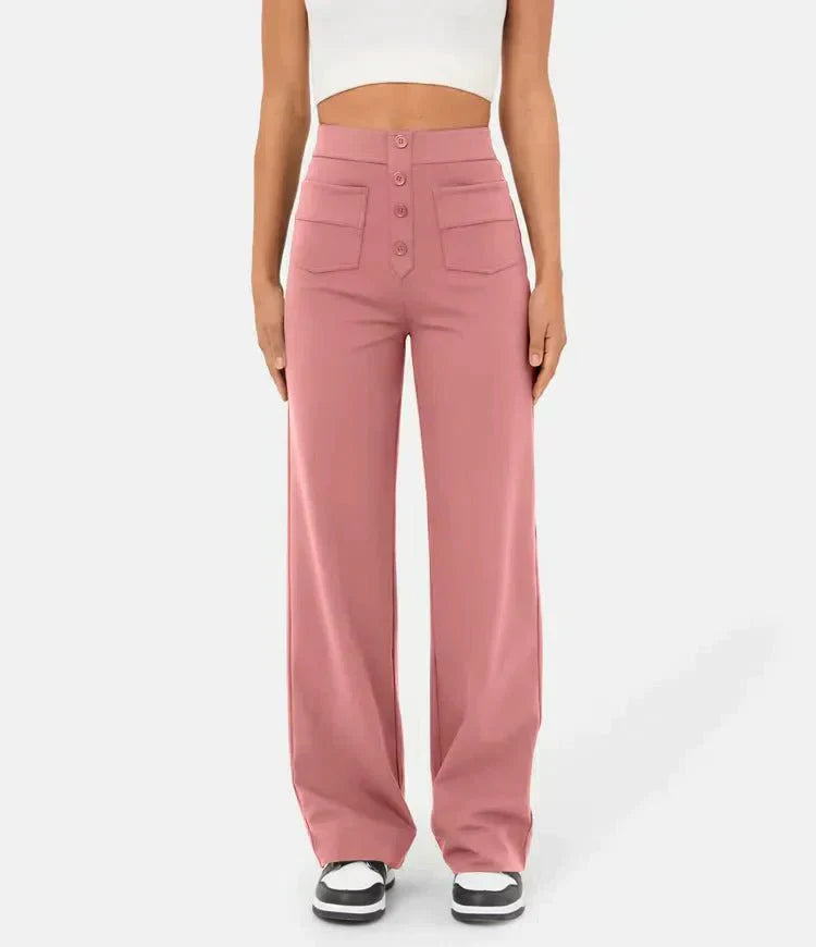 Elasticated high-waisted casual trousers for women - Phoebe