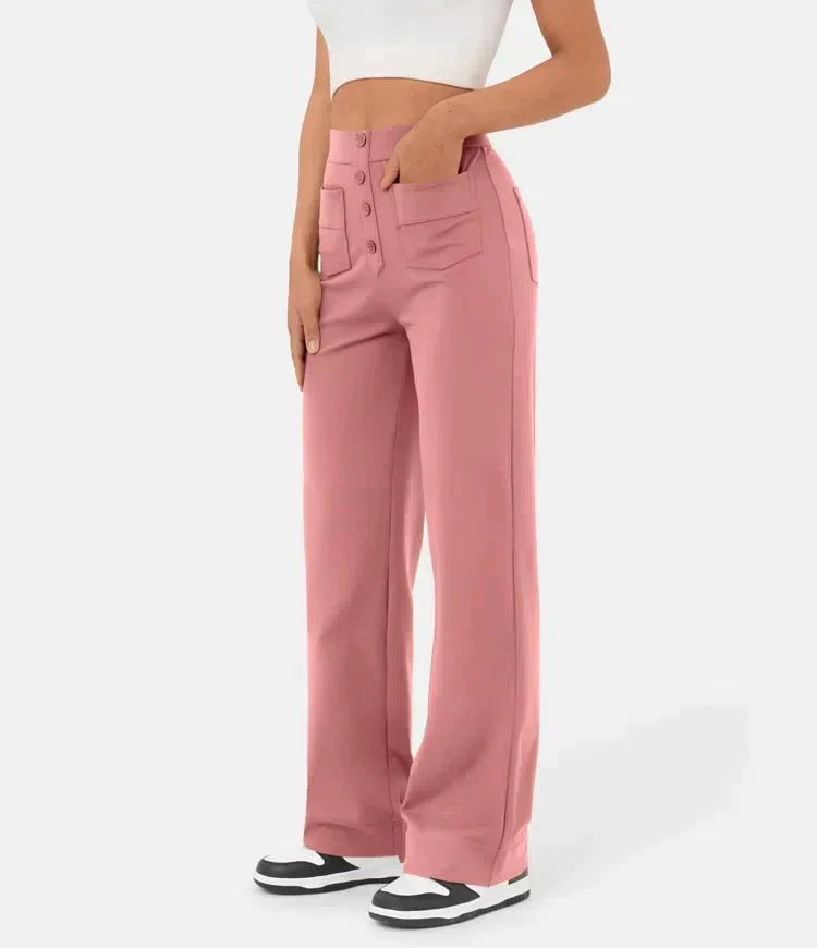 Elasticated high-waisted casual trousers for women - Phoebe
