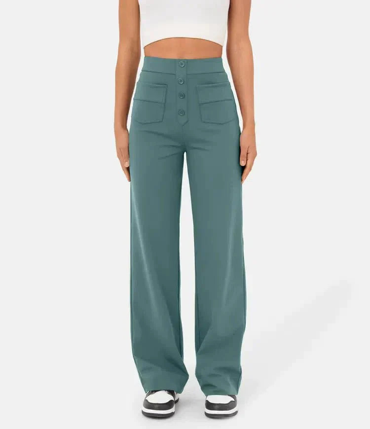 Elasticated high-waisted casual trousers for women - Phoebe