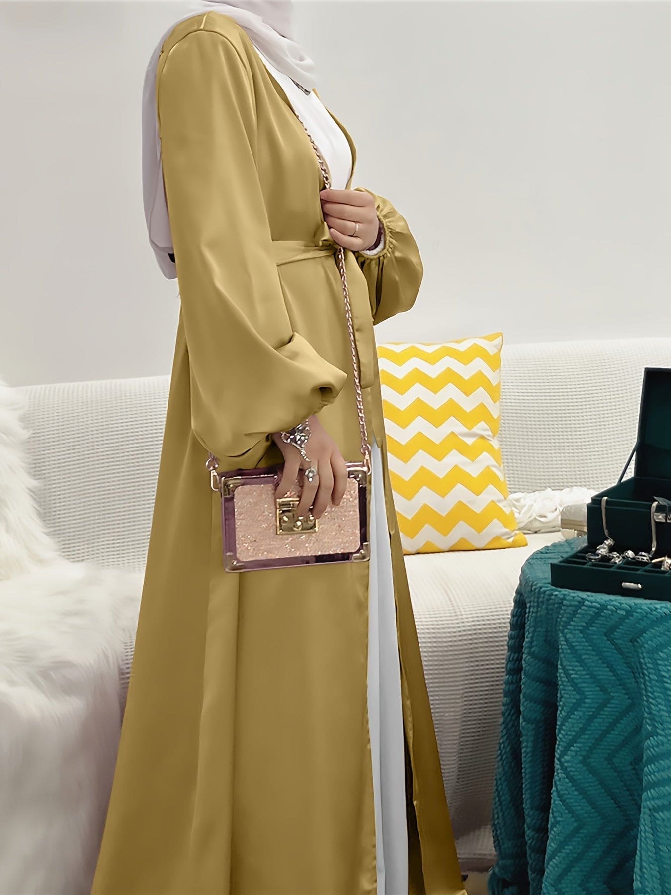 Elegant Abaya Dress with Belt - Eva