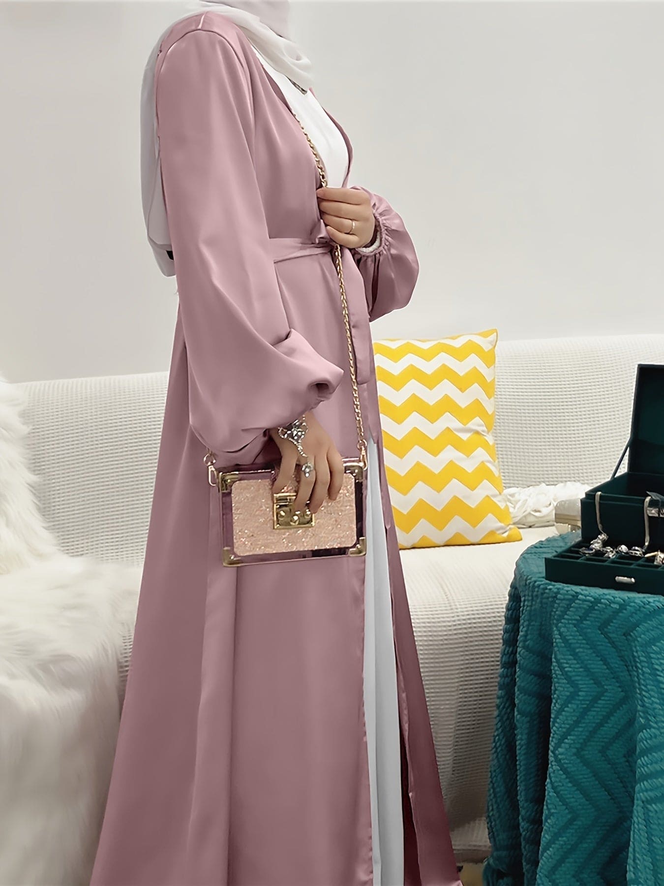 Elegant Abaya Dress with Belt - Eva