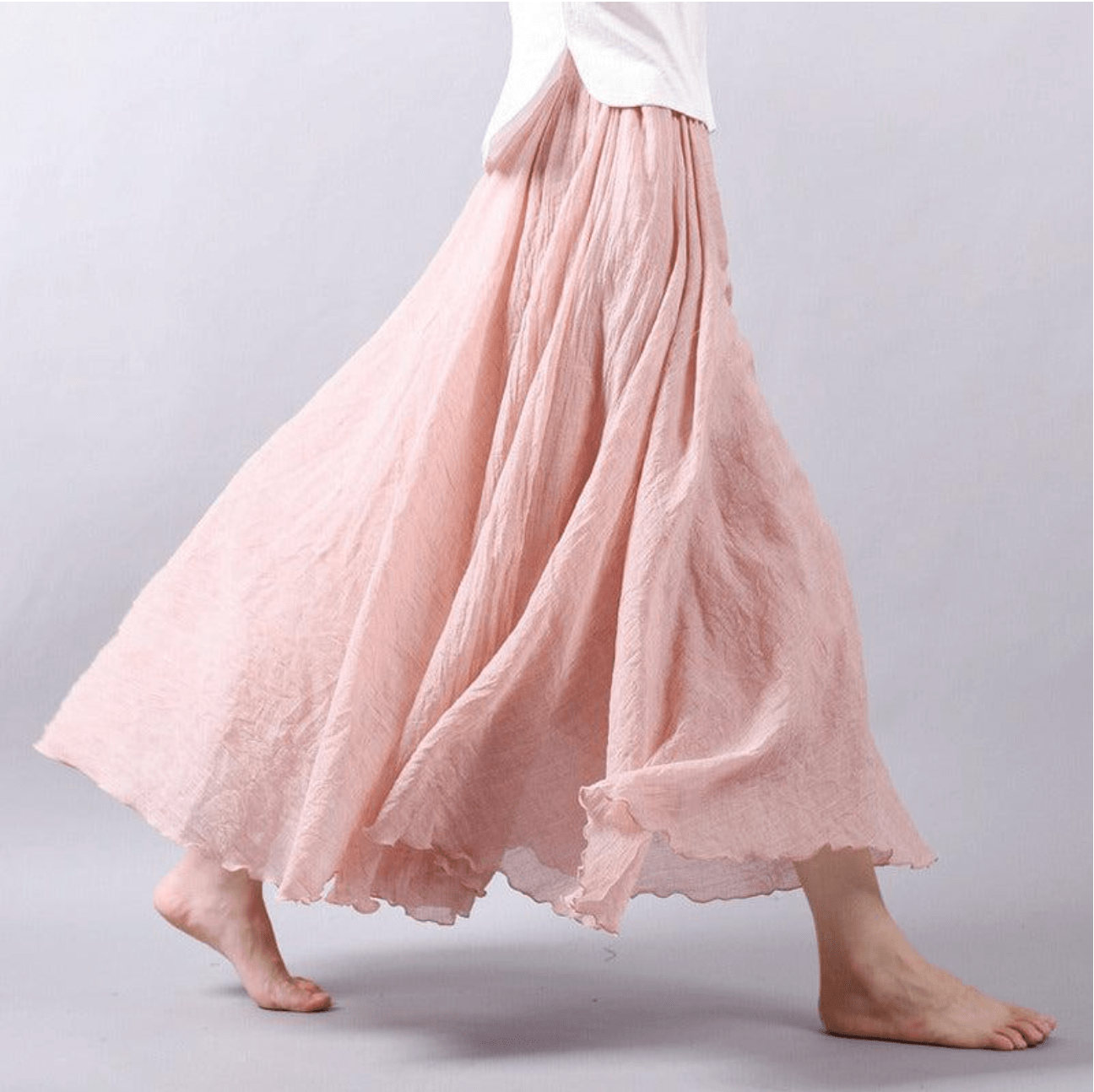 Elegant Bohemian Linen Maxi Skirt - Magna