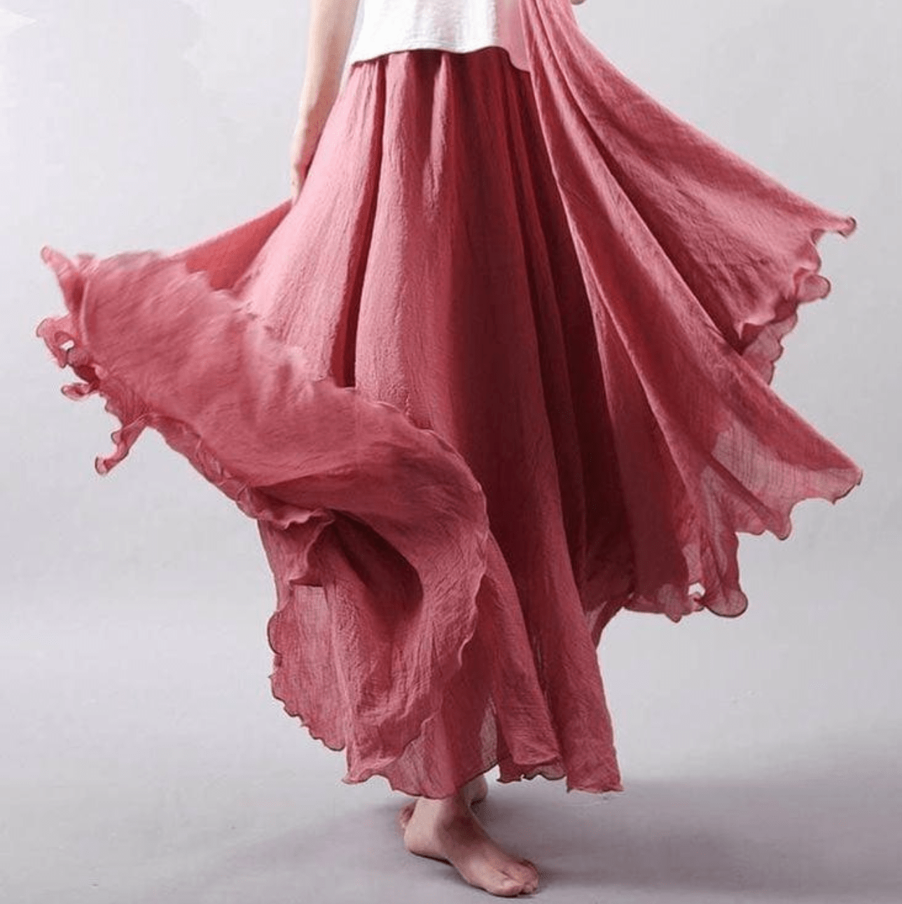 Elegant Bohemian Linen Maxi Skirt - Magna