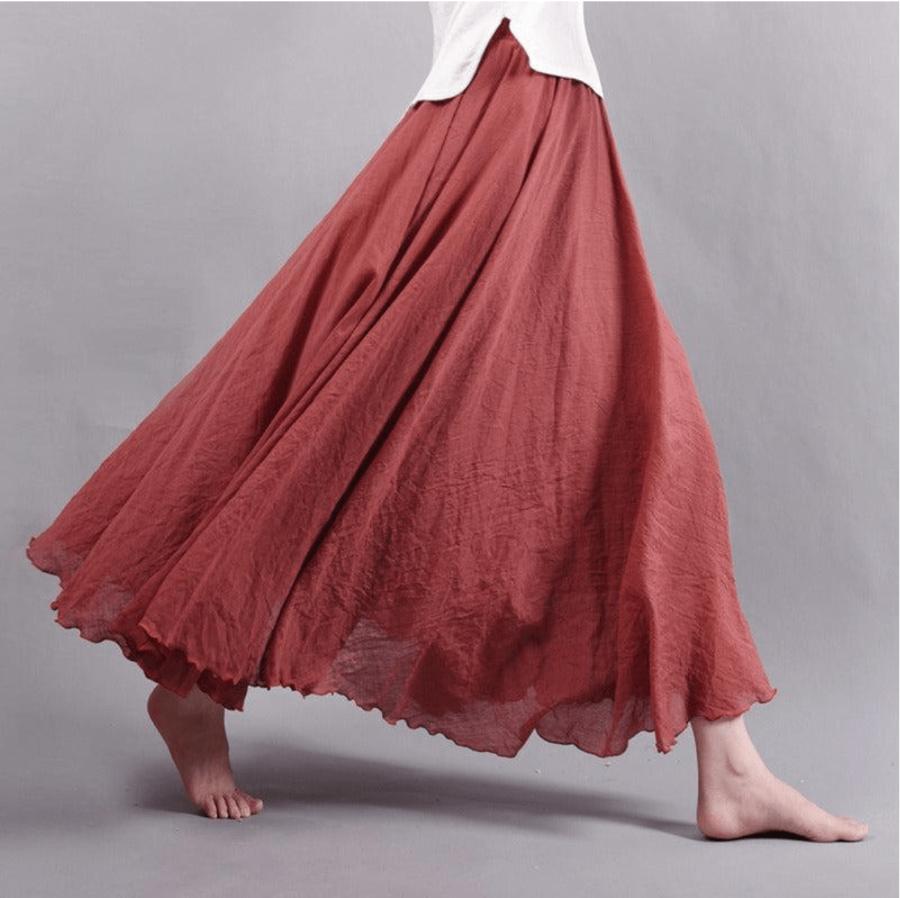 Elegant Bohemian Linen Maxi Skirt - Magna