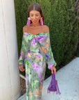 Elegant Colourful Maxi Dress with Detachable Scarf - Romy