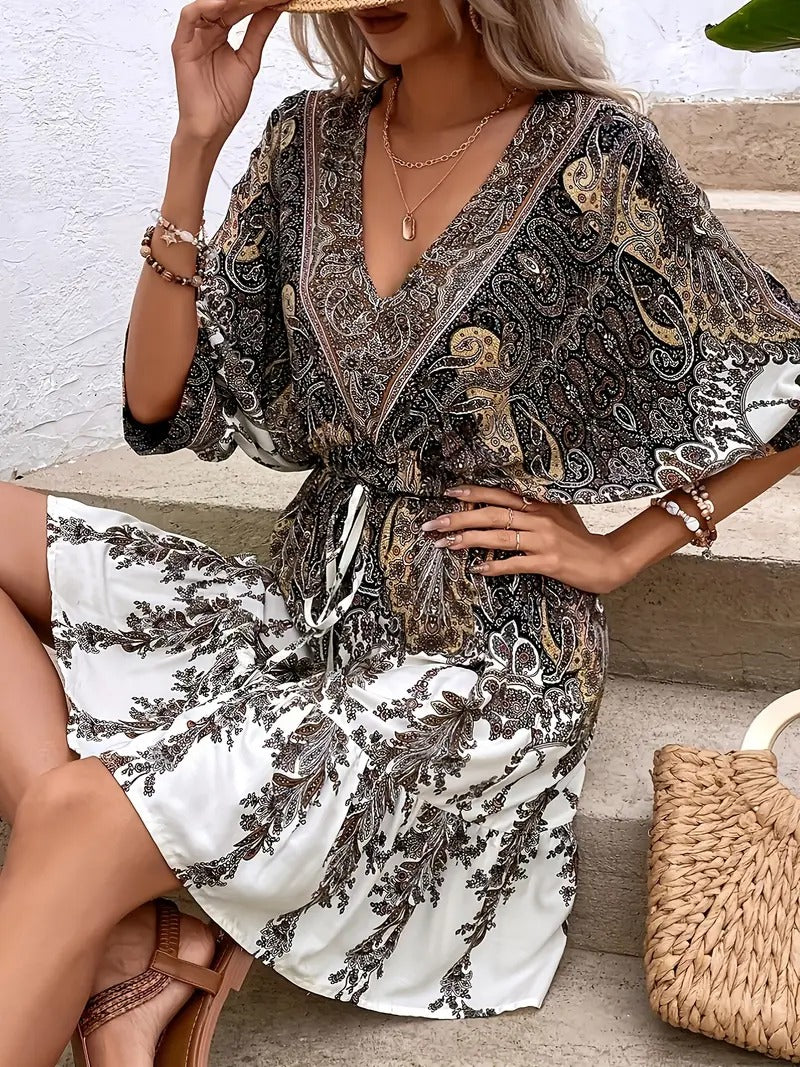 Elegant Dress with Short Sleeves for Spring &amp; Summer - Sanny