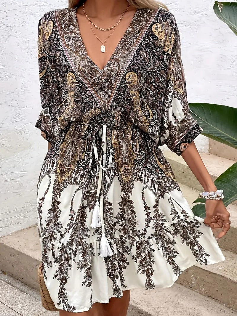 Elegant Dress with Short Sleeves for Spring &amp; Summer - Sanny