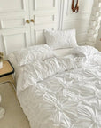 Elegant Luxury Duvet Cover with Flowers and Ruffles