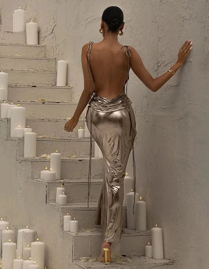 Elegant Metallic Evening Dress - Camila