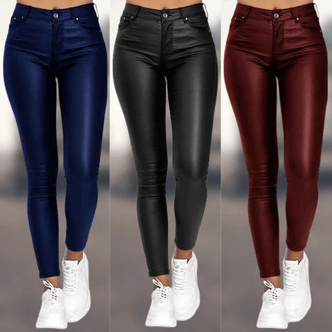 Elegant and Comfortable Ladies' Trousers - Shiny Fabric