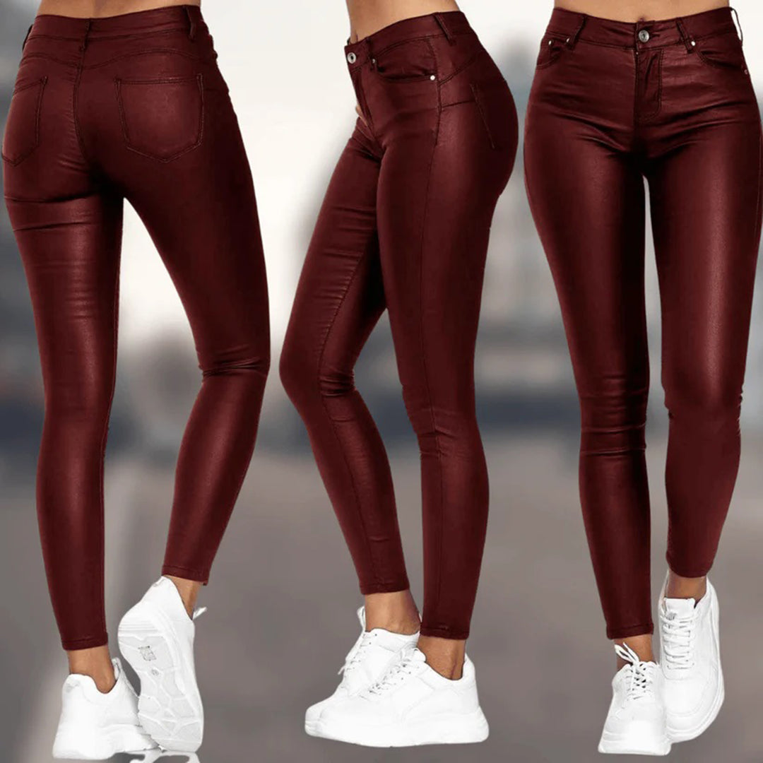 Elegant and Comfortable Ladies' Trousers - Shiny Fabric