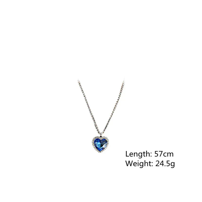 Elegant and Stylish Blue Heart Necklace in Crystal - Amanda