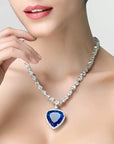 Elegant and Stylish Blue Heart Necklace in Crystal - Amanda
