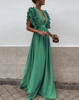 Elegant maxi evening dress with ruffles - Bernatte