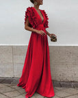 Elegant maxi evening dress with ruffles - Bernatte