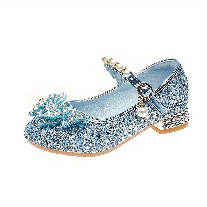 Elegant sequin pearl bow non-slip shoes for girls - Emmy