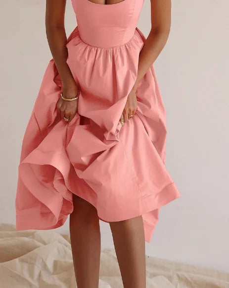 Elegant sleeveless midi dress - Moon