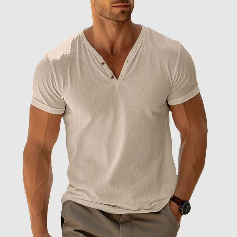 Eligio - Knitted T-Shirt with Button