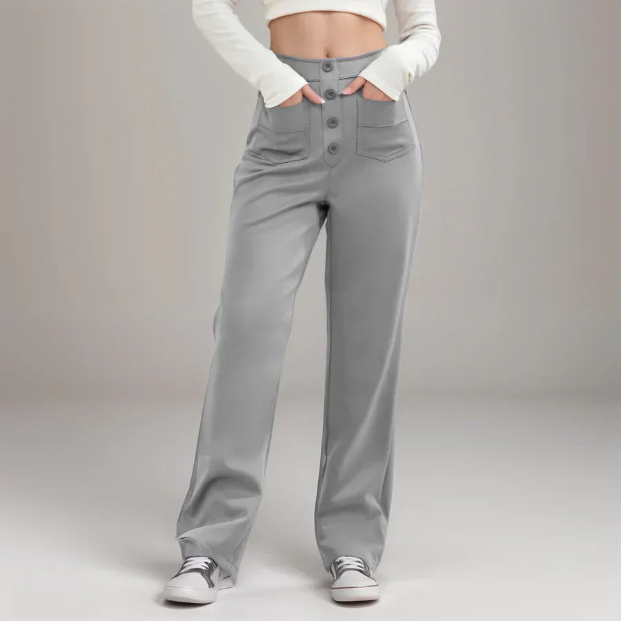 Elke - High-Waisted Trousers with Elastic Waistband