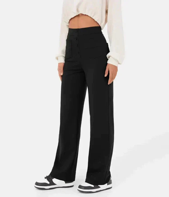 Elke - High-Waisted Trousers with Elastic Waistband
