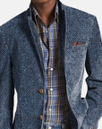 Elon - Casual Suede Blazer with Herringbone Pattern