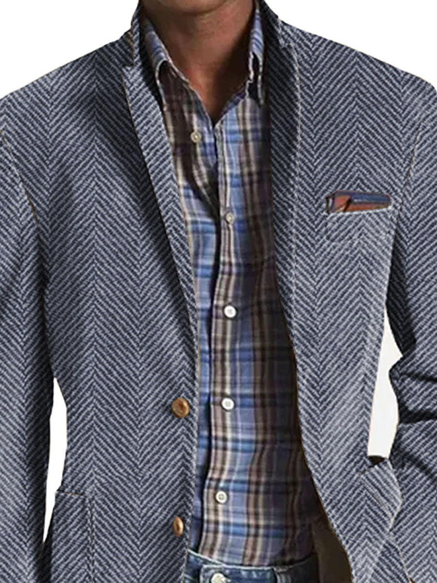 Elon - Casual Suede Blazer with Herringbone Pattern