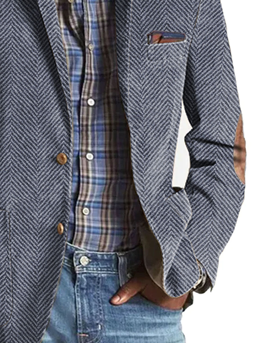 Elon - Casual Suede Blazer with Herringbone Pattern