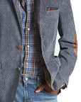 Elon - Casual Suede Blazer with Herringbone Pattern