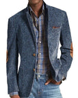 Elon - Casual Suede Blazer with Herringbone Pattern
