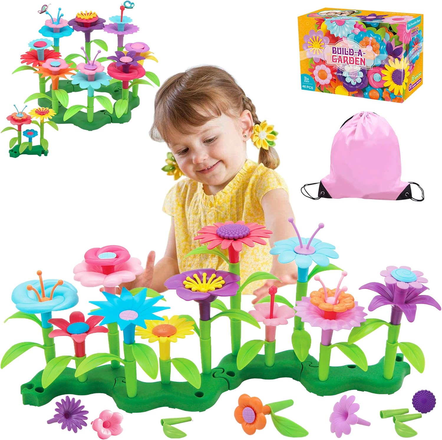 Flower Garden Construction Set (46 pieces) | Stimulate Creativity &amp; Love of Nature