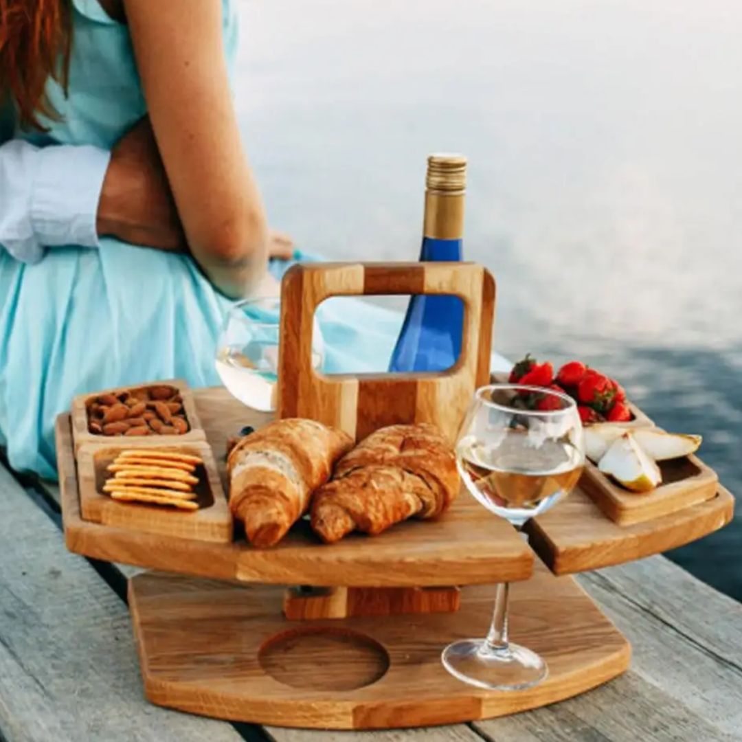 Foldable Wooden Portable Wine Table