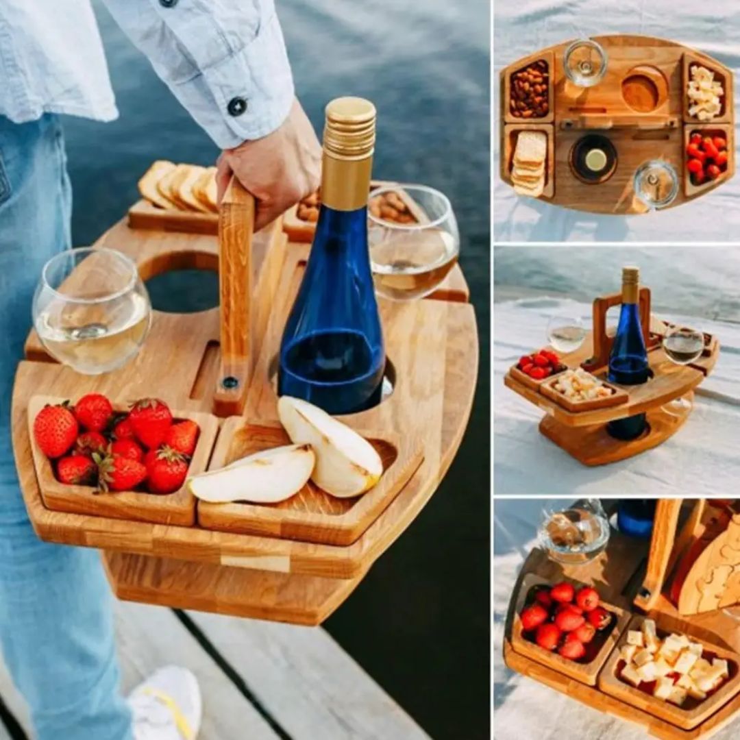Foldable Wooden Portable Wine Table