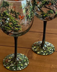 Four Seasons Tree Wine Glasses - Hand Painted Art