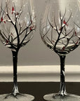 Four Seasons Tree Wine Glasses - Hand Painted Art